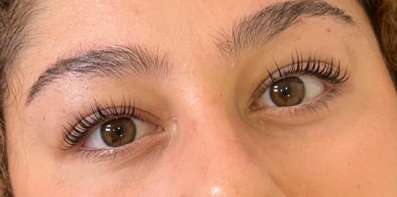 The same lashes lifted and tinted after a Korean lash lift, Enfield EN1
