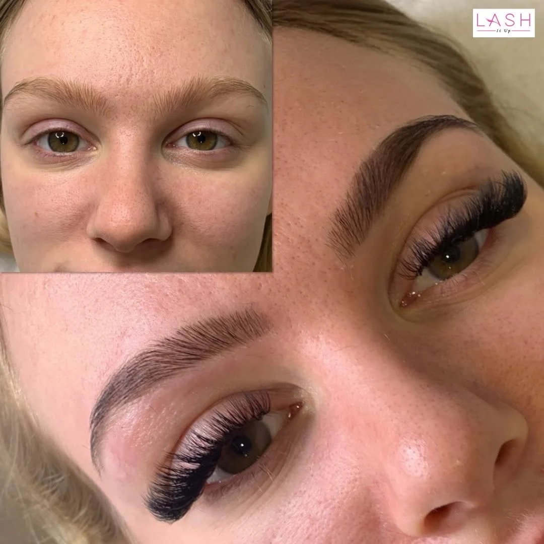Hybrid lash extensions before and after at Lash It Up beauty salon Enfield
