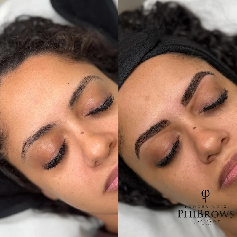 Powder brows result for oily skin type by specialist Ayse at Lash It Up Enfield EN1